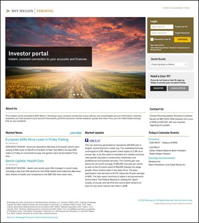BNYM Investor Portal Screenshot